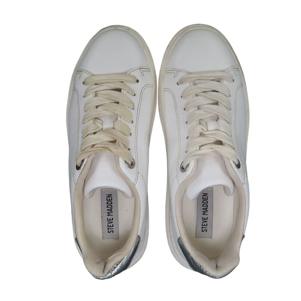 Steve Madden Shoes Womens 7 Sneakers Fashion Platform Charlie White Lace Up Low - Picture 7 of 14